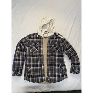 Legendary Whitetails Hooded Sherpa Lined Flannel Jacket Mens Large Plaid
